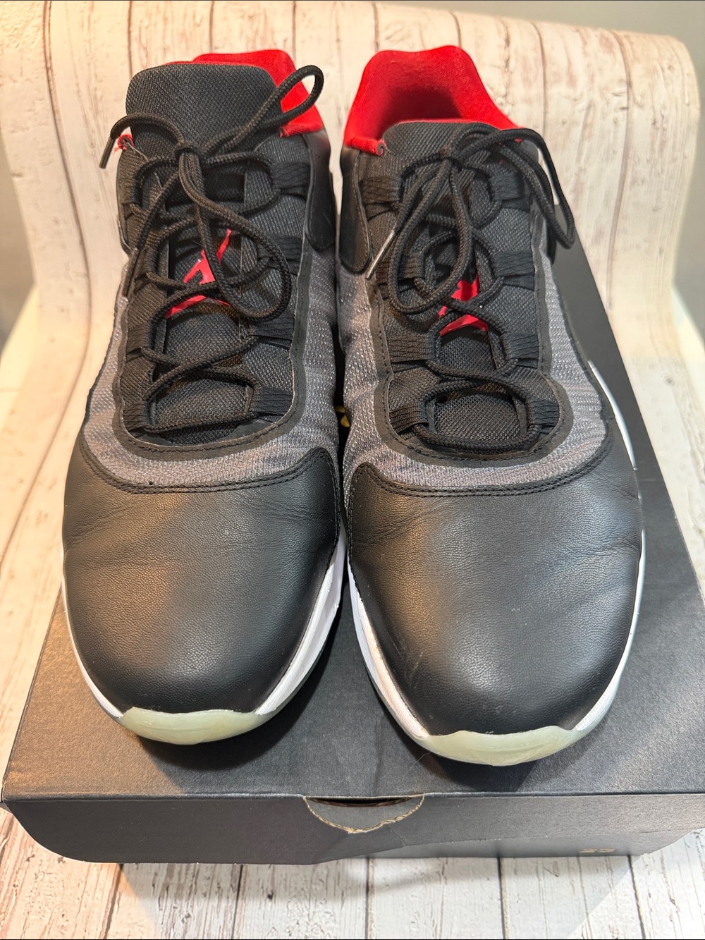 Nike Air Jordan Men's Black and Red CMFT Low-Top Sneakers Size 15